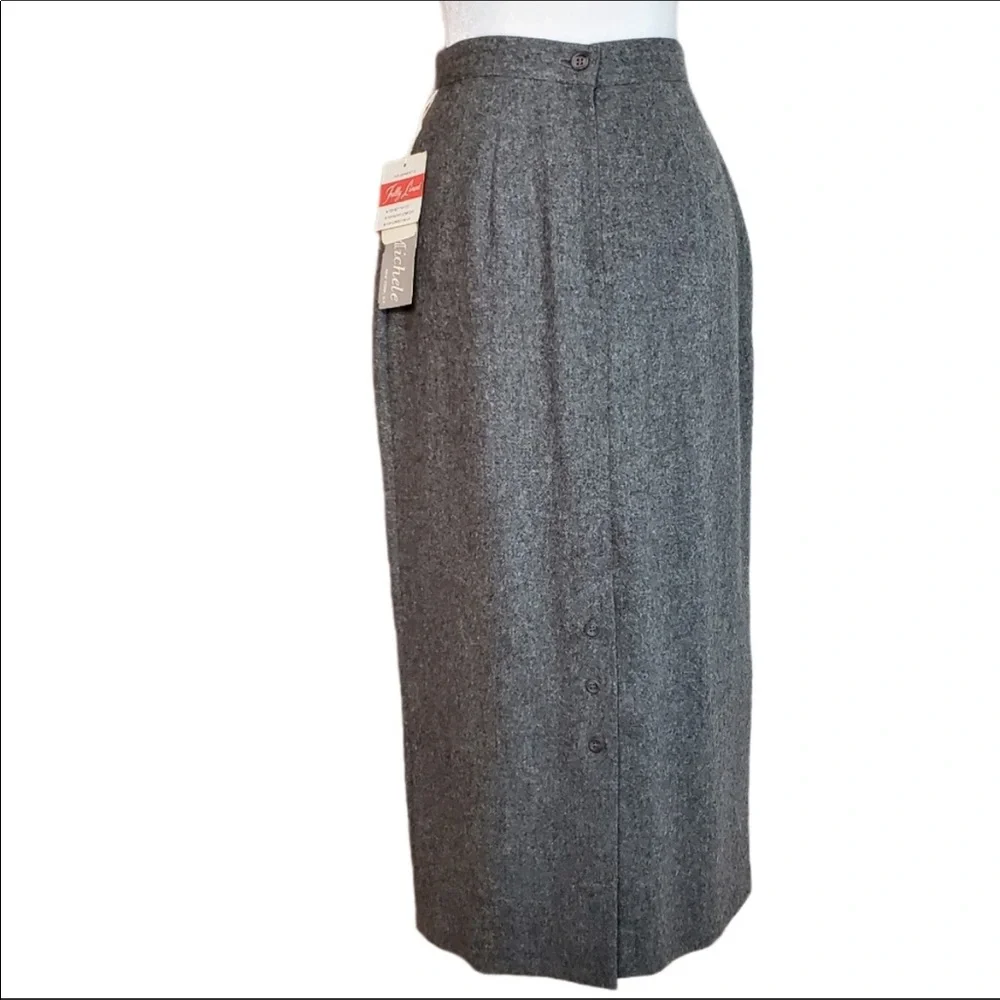 Pure Wool midi buttoned skirt - Picture 3 of 12